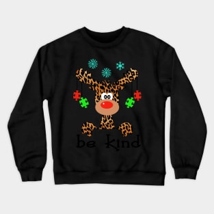 Be Kind Autism Awareness Reindeer Hippie Christmas Gift Crewneck Sweatshirt